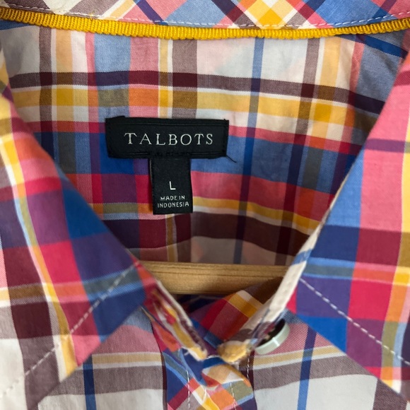 Talbots button down shirt womens size large long sleeve plaid 100% Cotton button - Picture 3 of 5